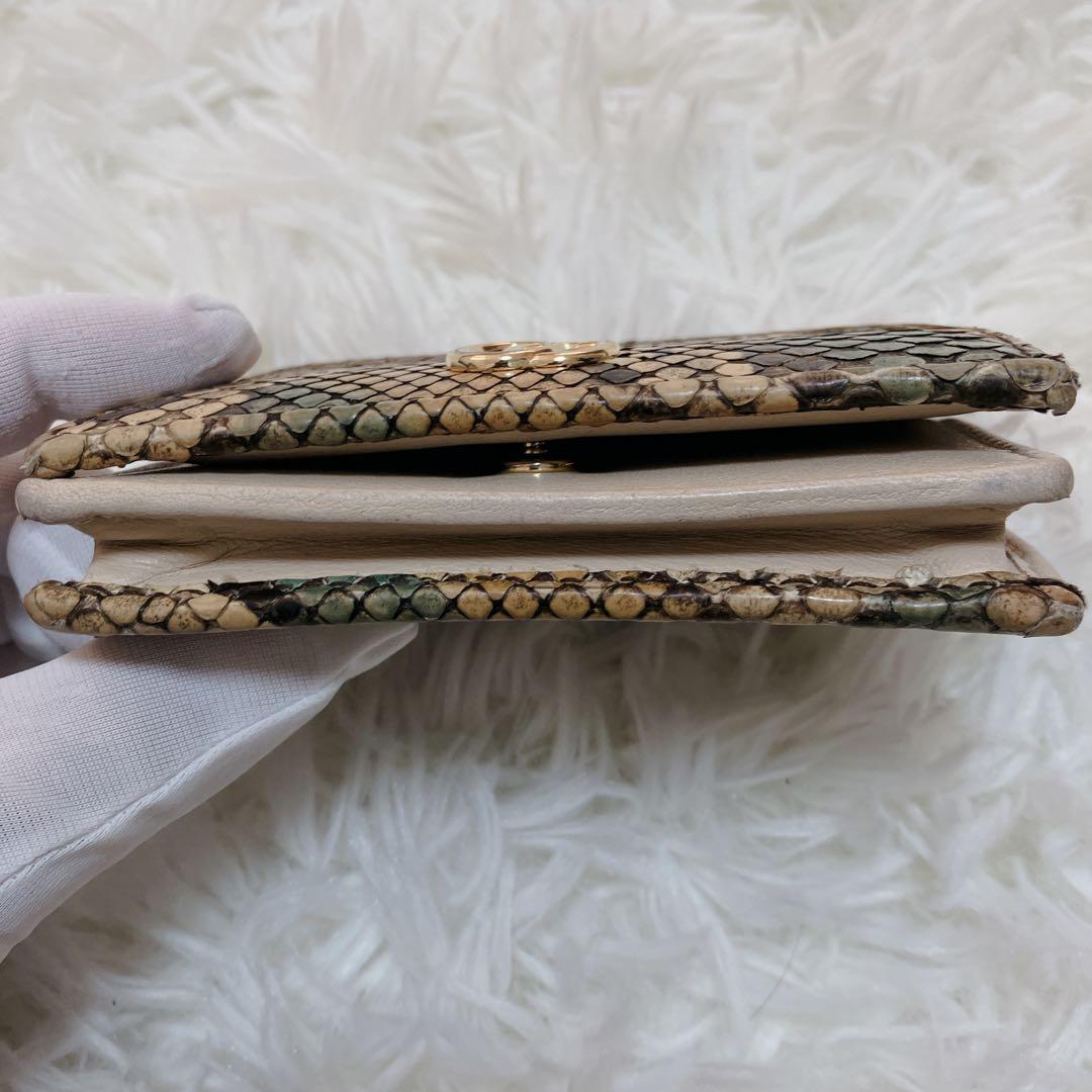 美品　GUCCIグッチ パイソン GGマーモント 折り財布 コンパクトウォレット