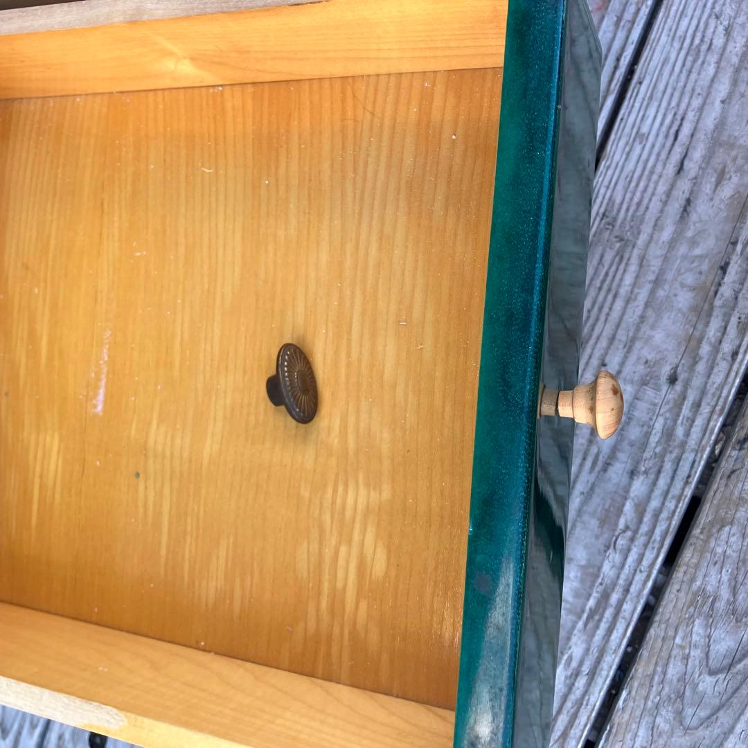 フランス家具 14杯 木製チェスト コールキャビネット 電話台 引き出し収納 緑