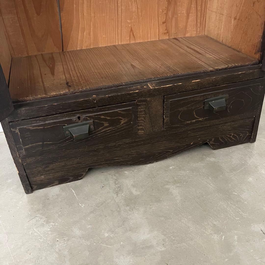 レトロ　アンティーク　古家具　古道具　ガラス棚　シェルフ　本棚　食器棚　昭和