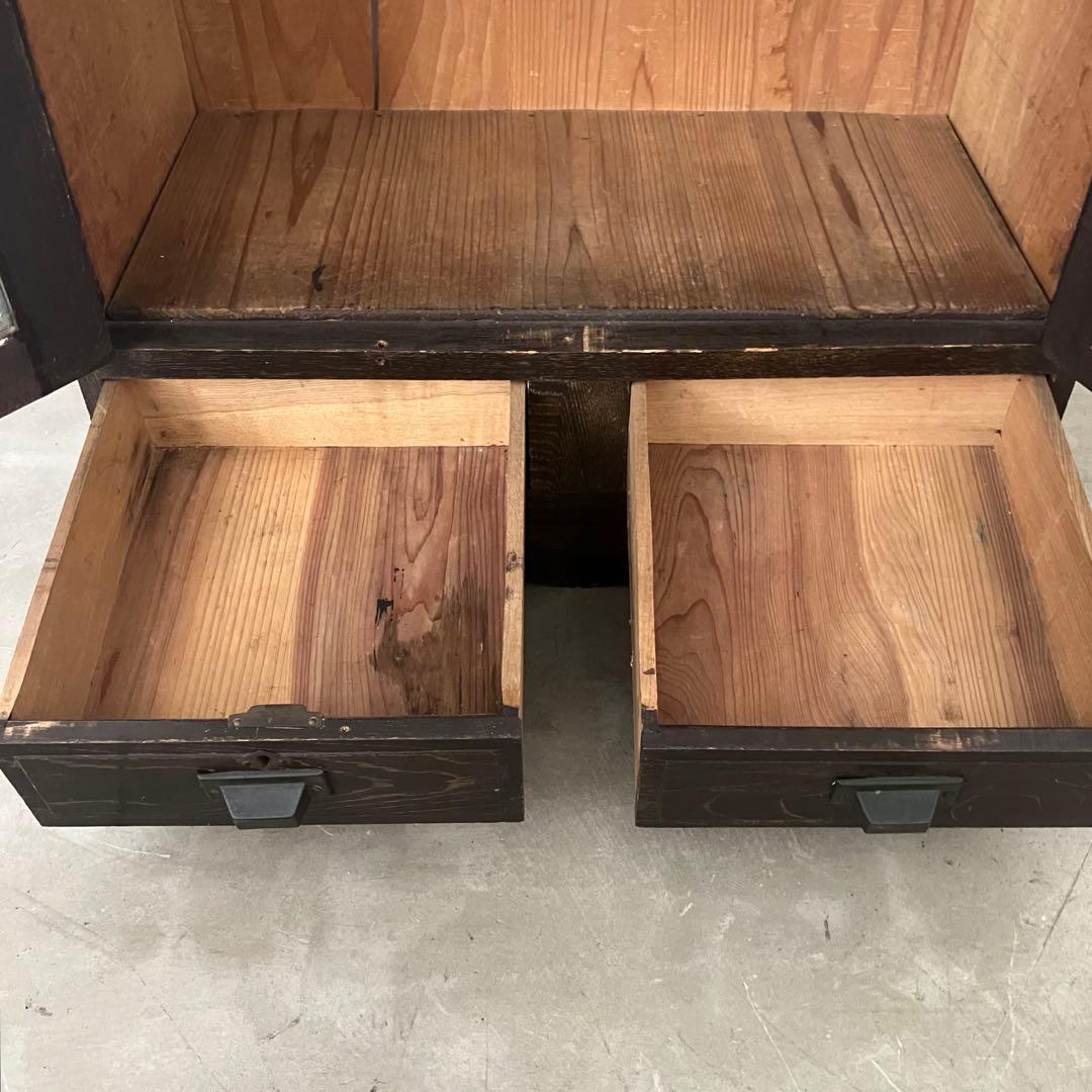 レトロ　アンティーク　古家具　古道具　ガラス棚　シェルフ　本棚　食器棚　昭和