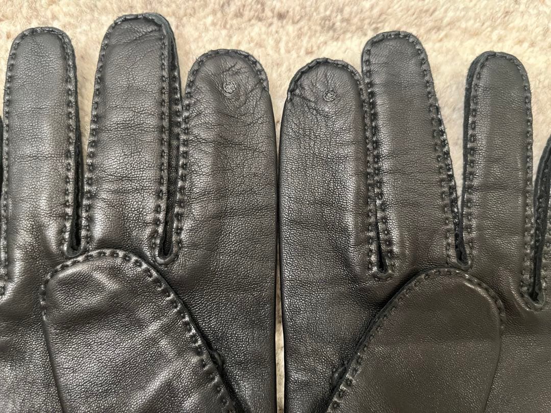 【新品】 エルメス ラムスキン レザーグローブ メンズ8 1/2 シルク裏地