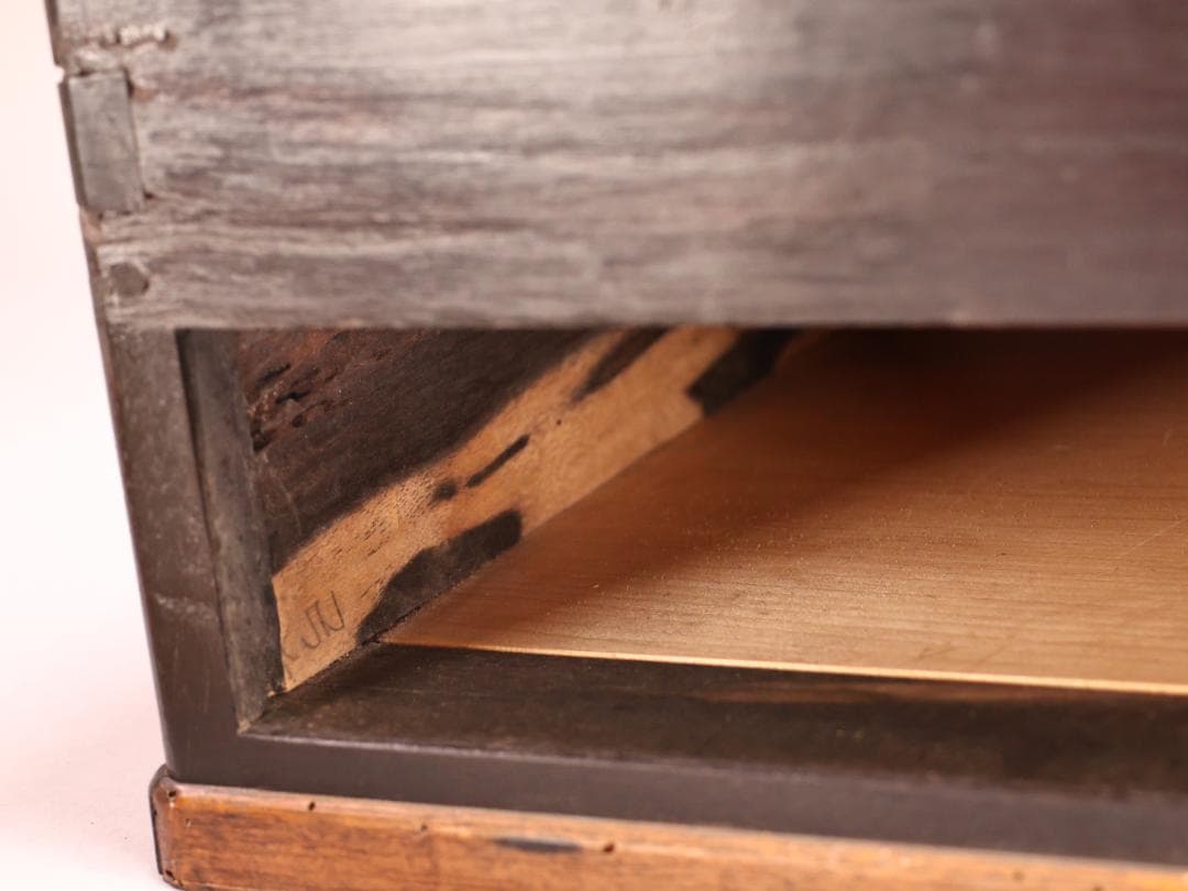 BK263　時代家具　黒柿製　豆火鉢　関東火鉢　手炙り　茶道具