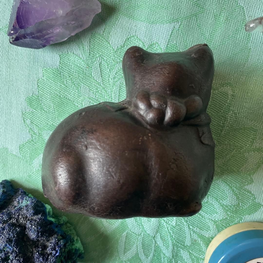 江戸時代　銅鋳造　猫水滴（ねこすいてき）