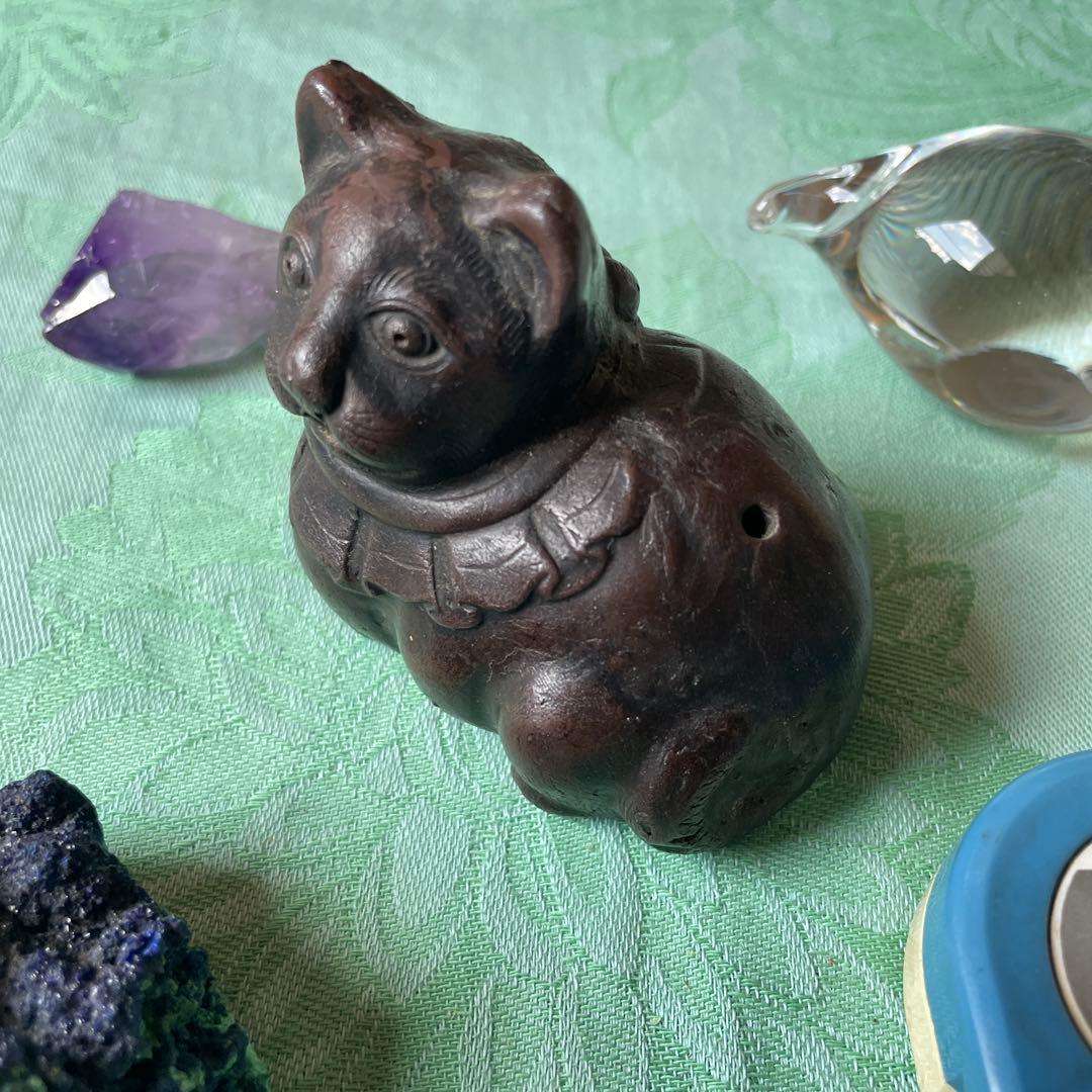 江戸時代　銅鋳造　猫水滴（ねこすいてき）