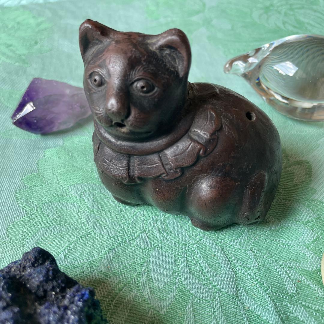 江戸時代　銅鋳造　猫水滴（ねこすいてき）