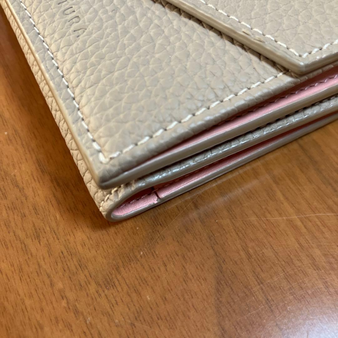 BONAVENTURA 三つ折り財布 グレージュ×ベビーピンク