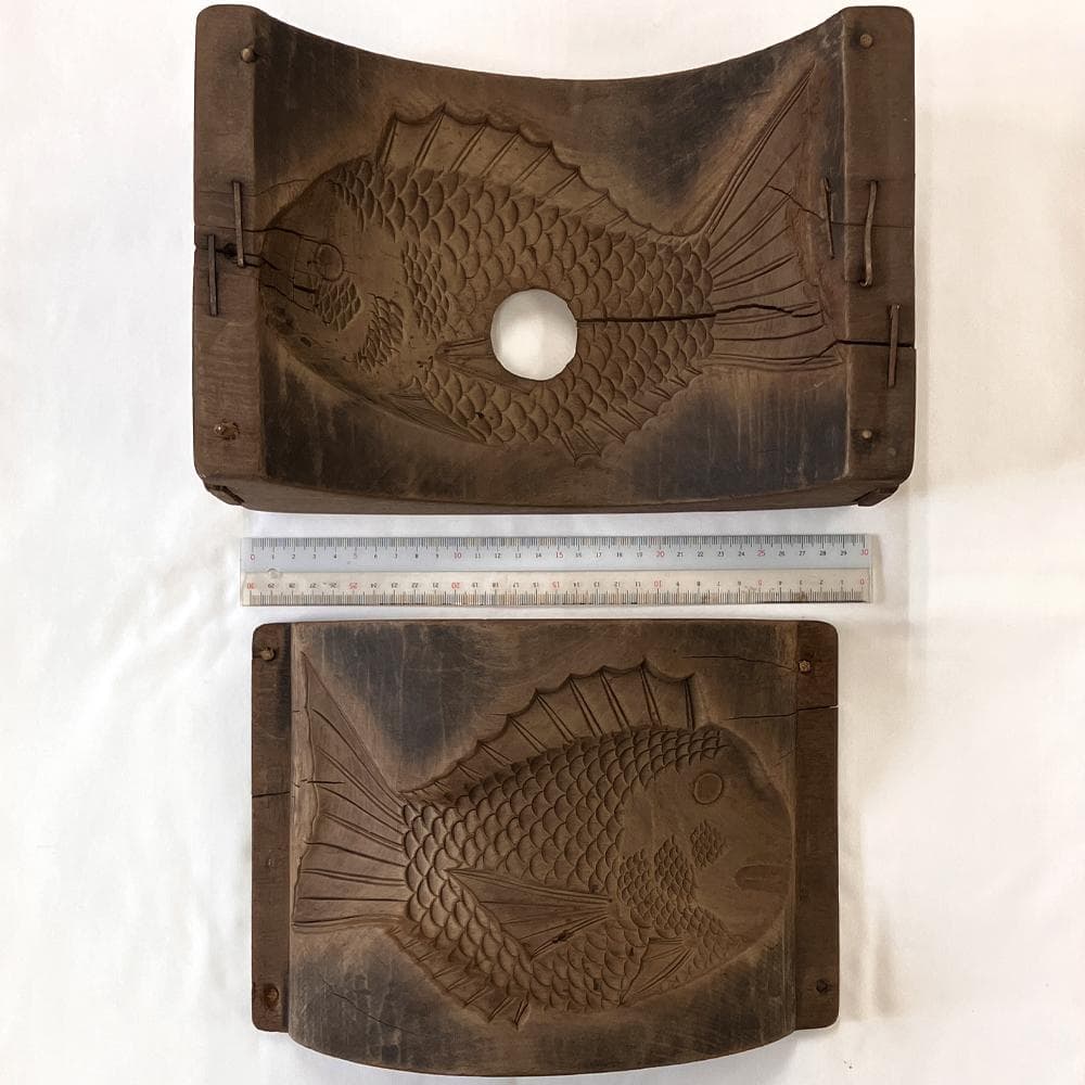 D-16　菓子型　鯛　木型　木製　金花糖　骨董　レトロ　アンティーク　年代物