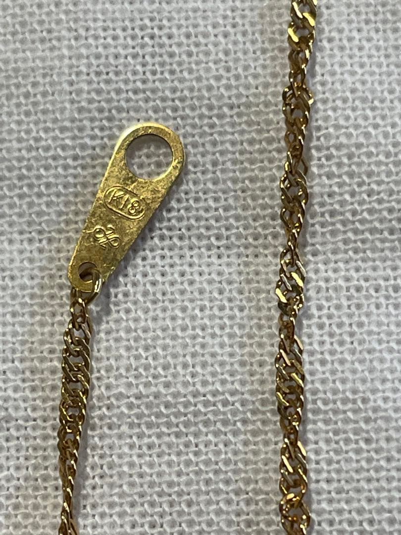 K18 チェーンネックレス vintageシェルカメオ 枠K18（合計3g）