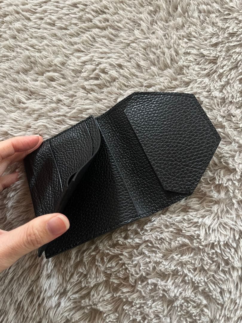 【美品】ci.wata small wallet シボ革/ブラック　ほこまる