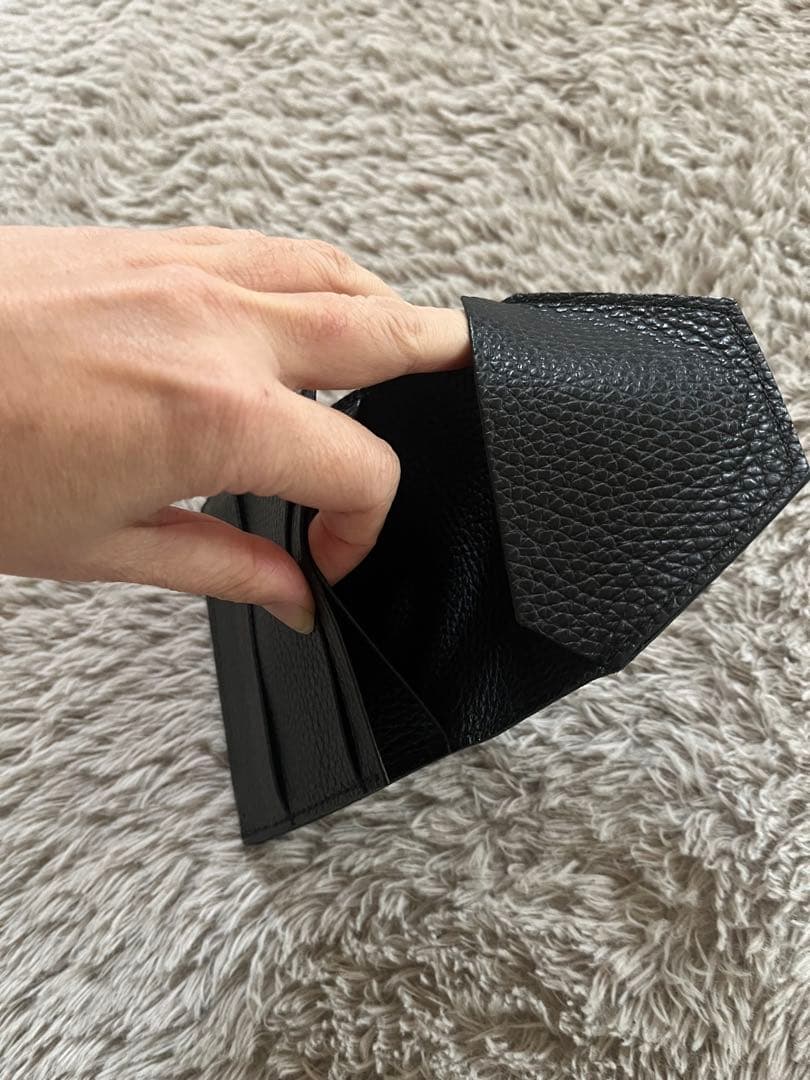 【美品】ci.wata small wallet シボ革/ブラック　ほこまる