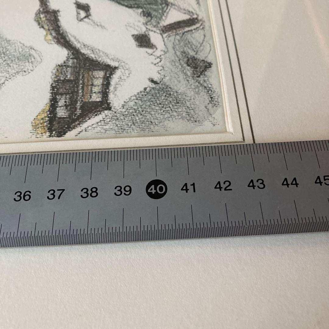 雪の田麦俣　廣長威彦　木版画 額のサイズ62.5cm x 47.5cm位