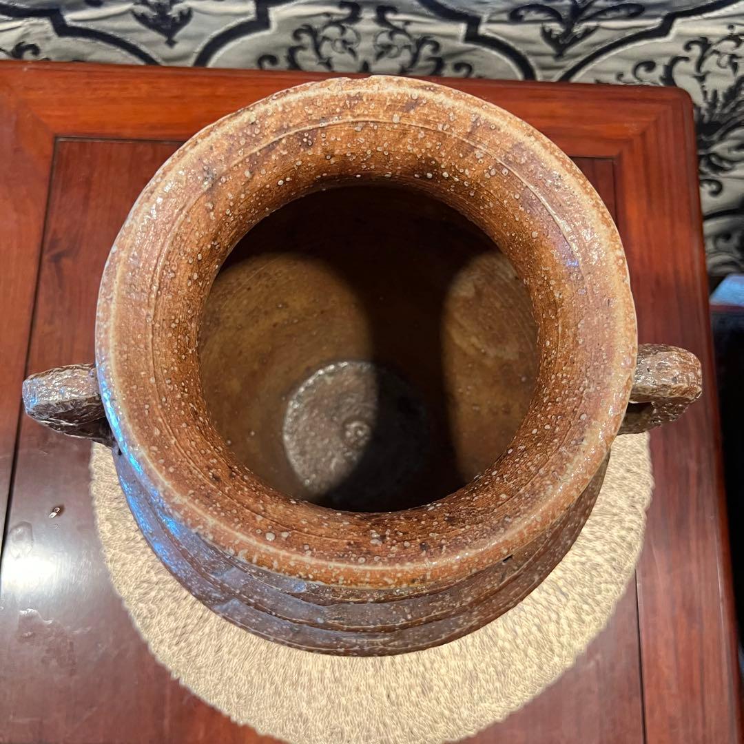 信楽焼耳付き　花入　壷　Japanese traditional crafts