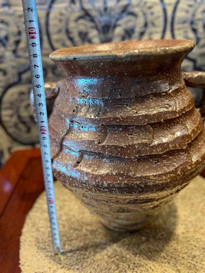 信楽焼耳付き　花入　壷　Japanese traditional crafts