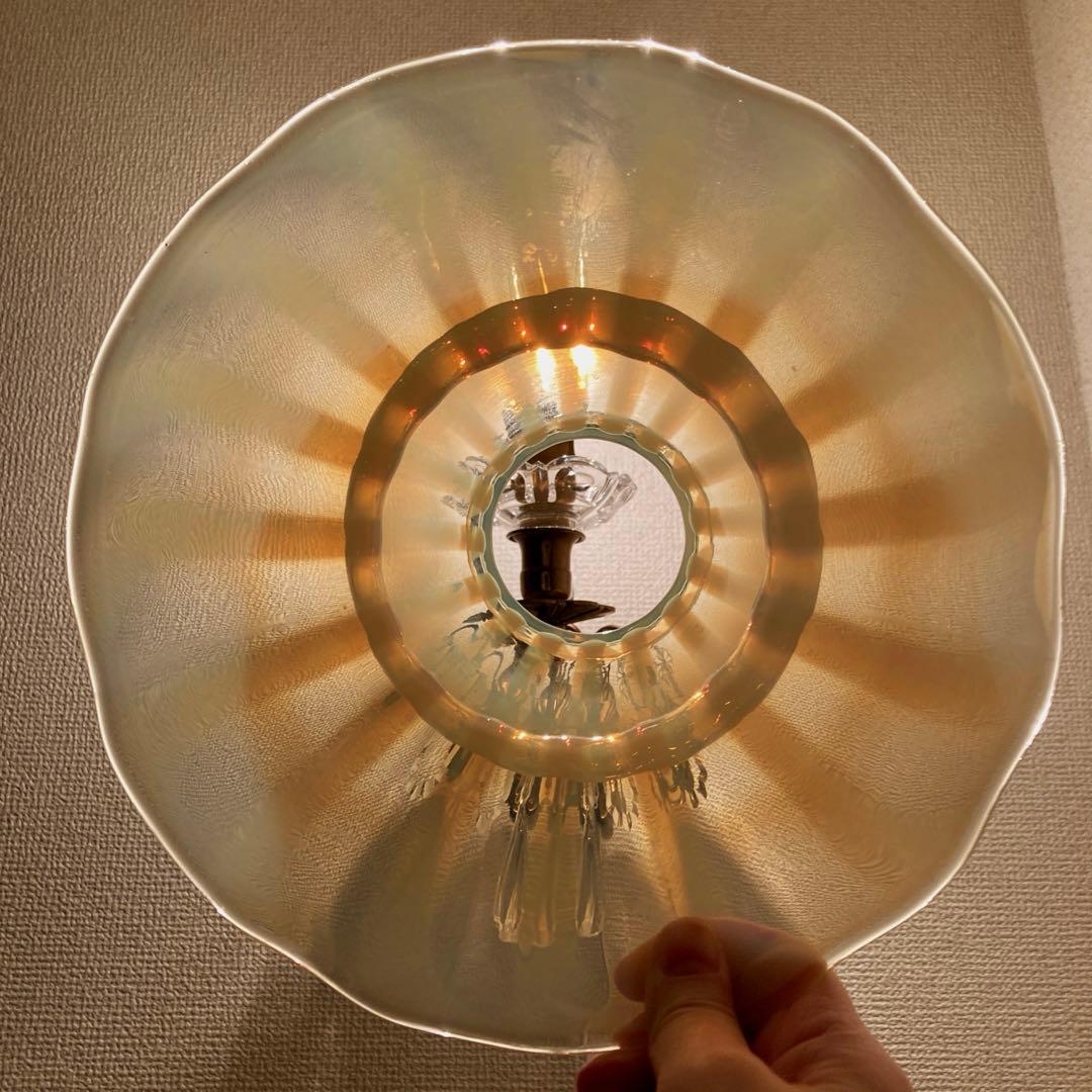 大きなウランガラス １９世紀　アンティーク　ランプシェード　フランス