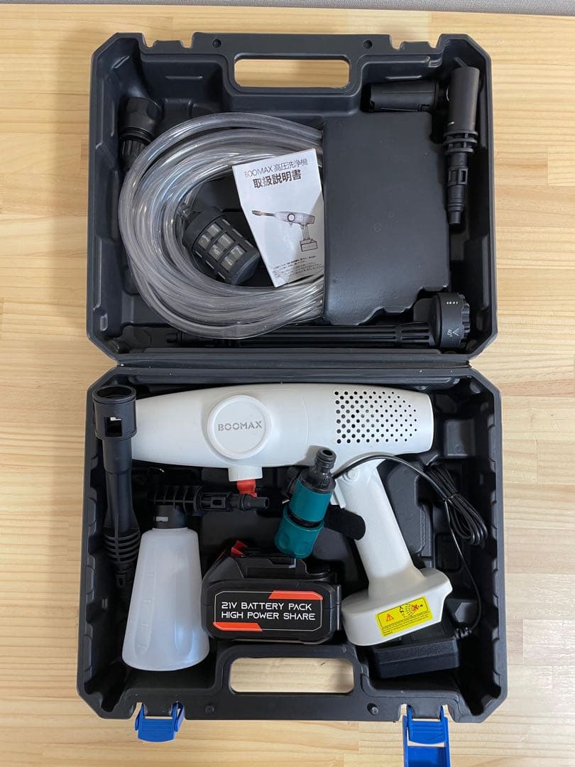BOOHAX 高圧洗浄機本体 21V 6in1ノズル 収納ケース付き