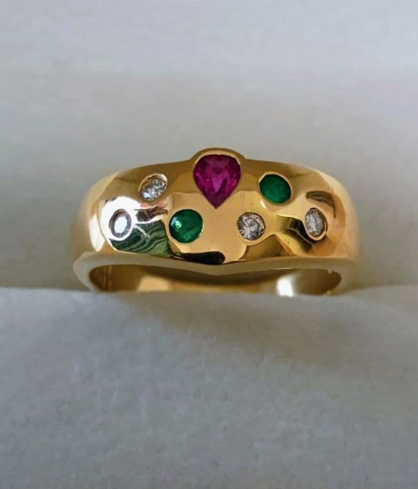 ト*ボ様 18金 ゴールド ルビー エメラルド ダイヤモンド リング 4.73g