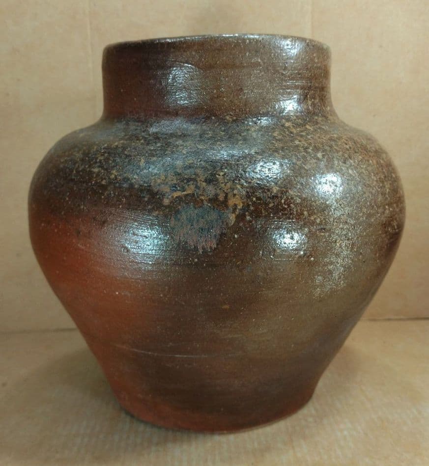 越前花入裏千家十六代 坐忘斎 書付箱 古越前(推定江戸期) 蹲 壷 六古窯