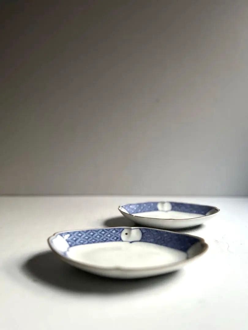 【k.様リクエスト】091 アンティーク 変形菱形染付皿 2枚組 880 2客