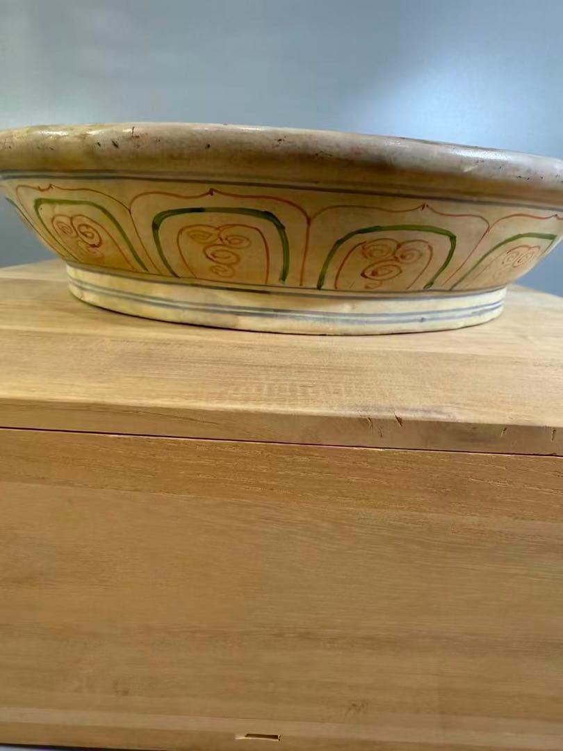 DT517 古陶磁器 安南 赤絵 皿 経33cm 古美術