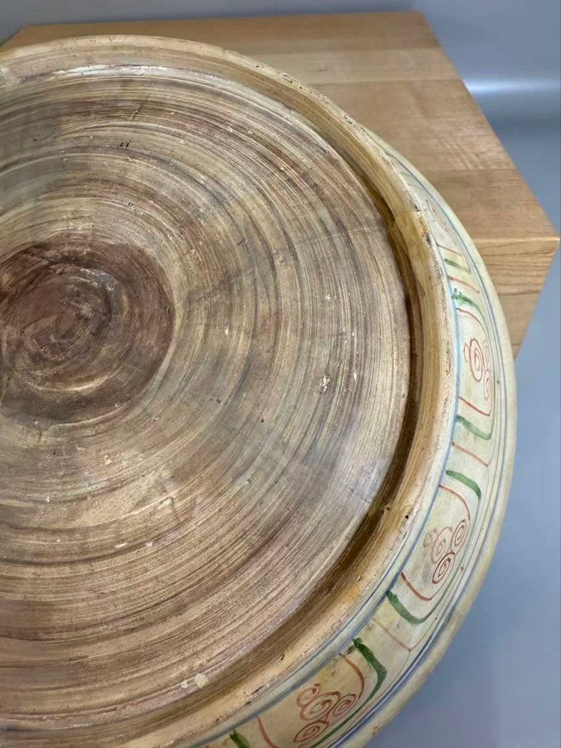 DT517 古陶磁器 安南 赤絵 皿 経33cm 古美術