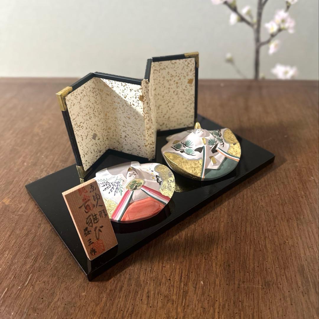 新品共箱・飾り台付き◇京陶人形「京雅び」小田益三　陶器　雛人形　雛祭り　金彩