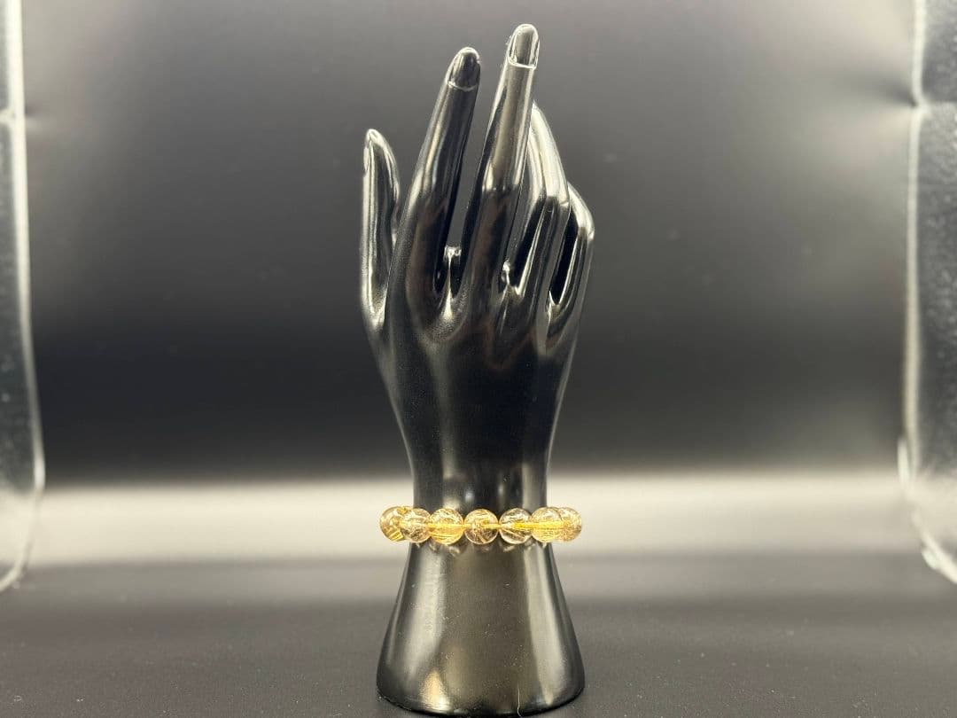 【ゴールド ルチル クォーツ】 天然 ブレスレット12mm 16cm 鑑別書付