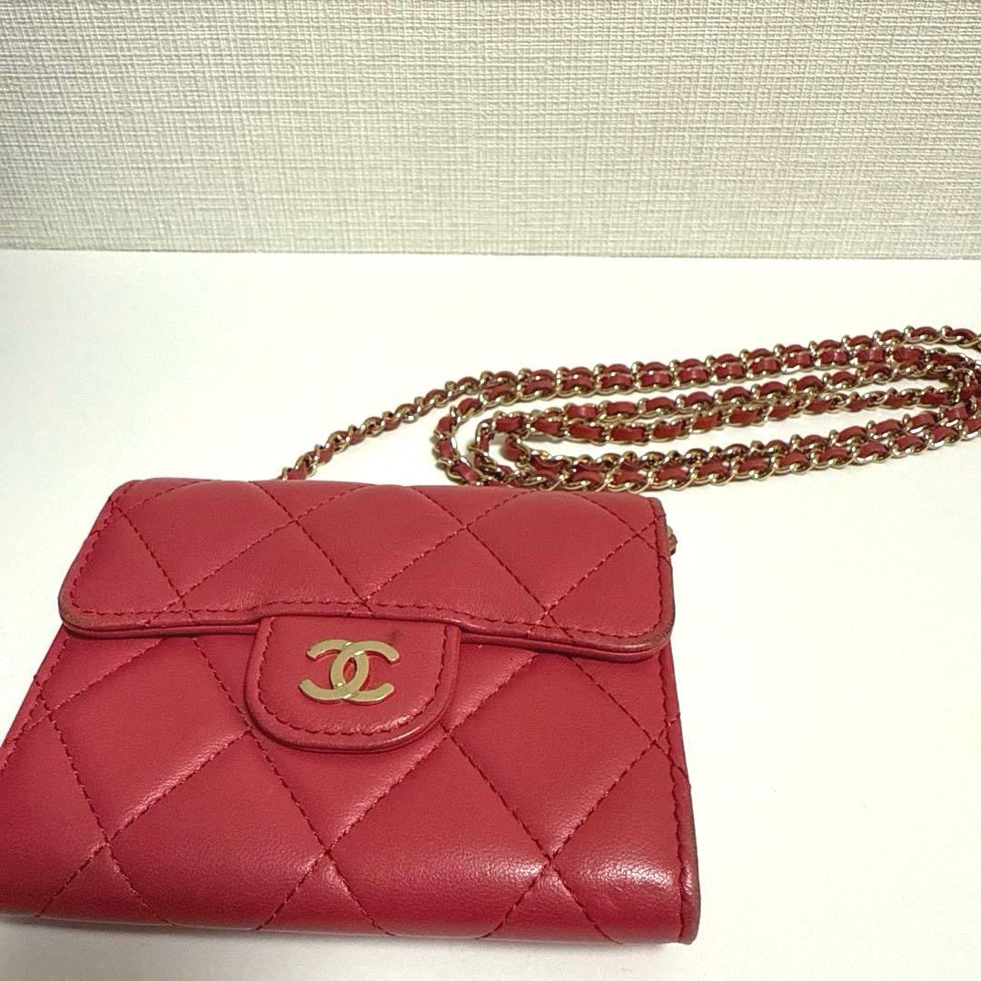 正規品 CHANEL ラムスキン チェーンクラッチ ミニポシェット