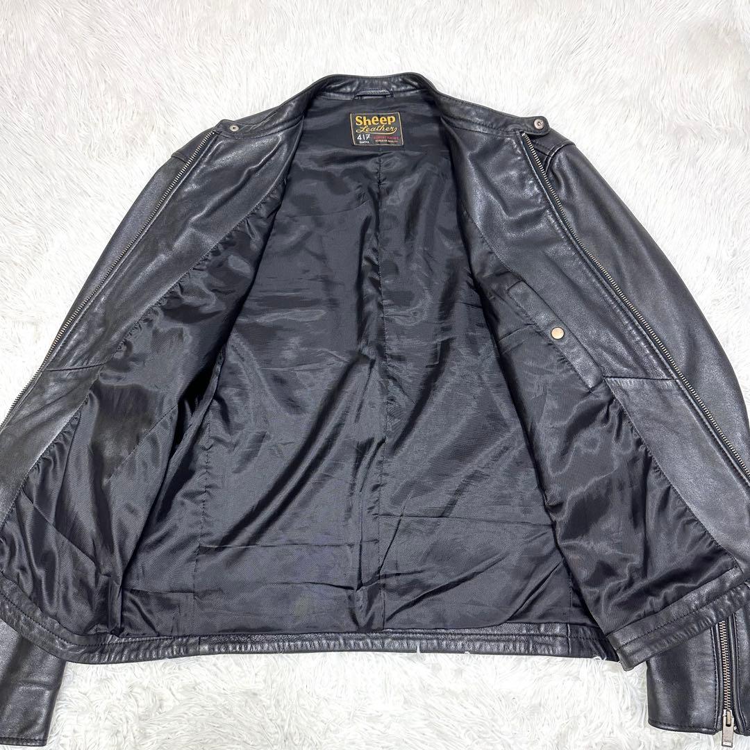 【希少XLサイズ✨】417エディフィス シングルライダースジャケット 羊革 黒