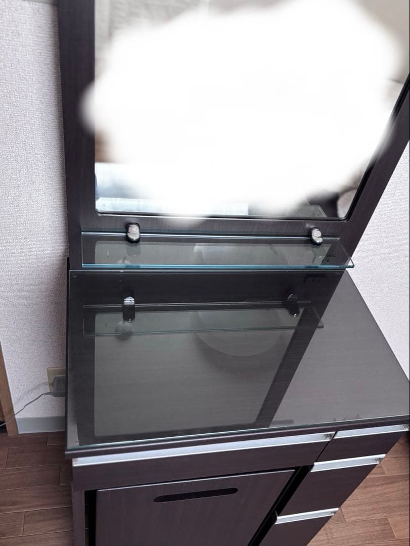 ドレッサー　化粧台　一面鏡　収納棚　テーブル　ブラウン　送料込み