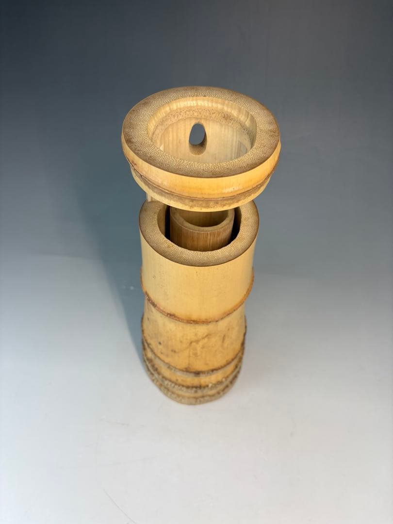 茶道具 花入 竹一重切 銘 松風大徳寺 三玄院 長谷川寛州 在判 野々村淡完