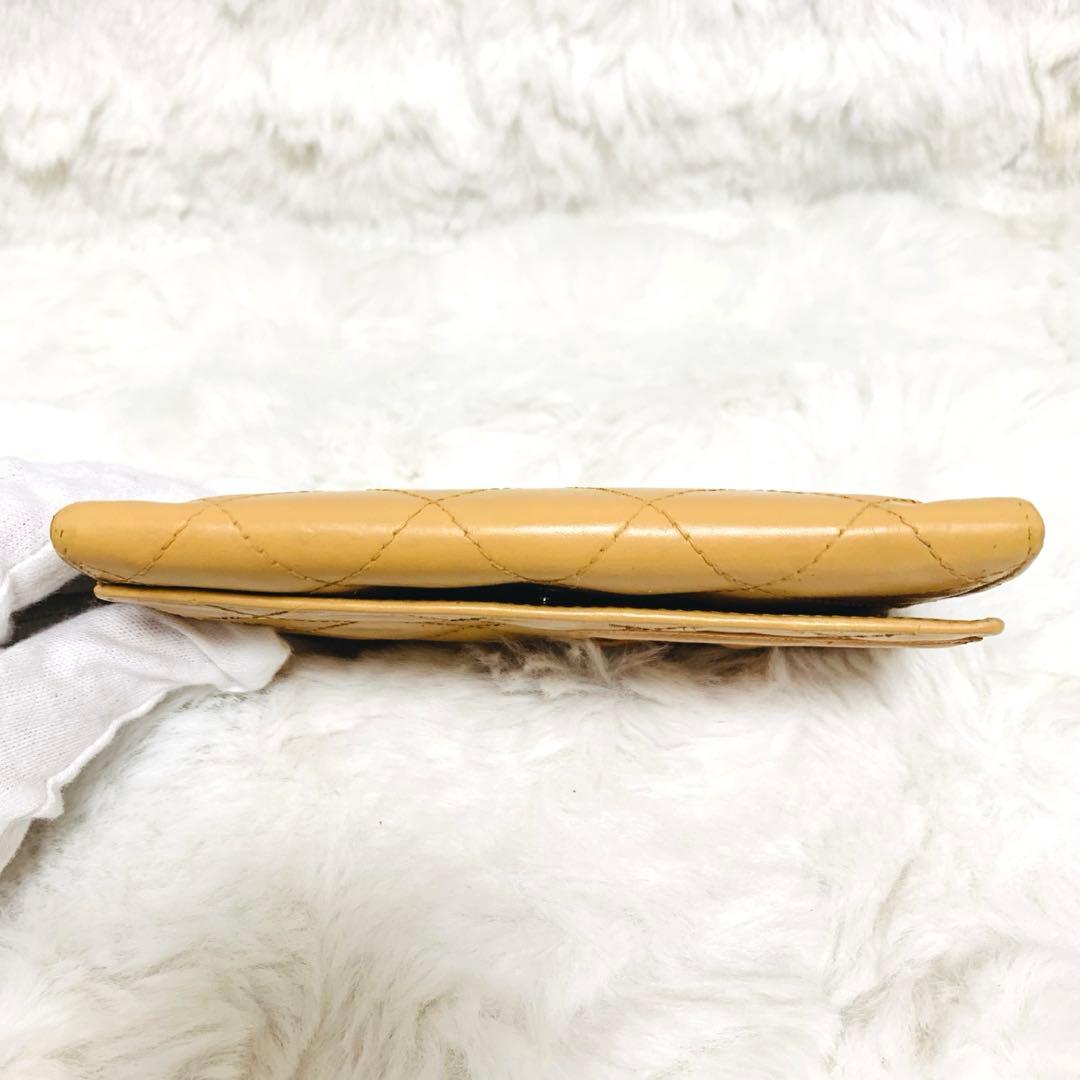 ななシャネル カンボンライン ミニ財布 ラムスキン ベージュ