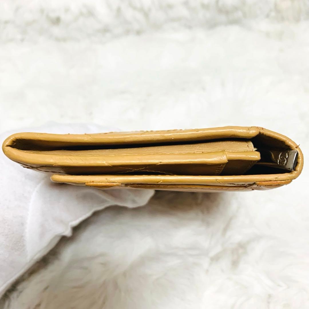 ななシャネル カンボンライン ミニ財布 ラムスキン ベージュ