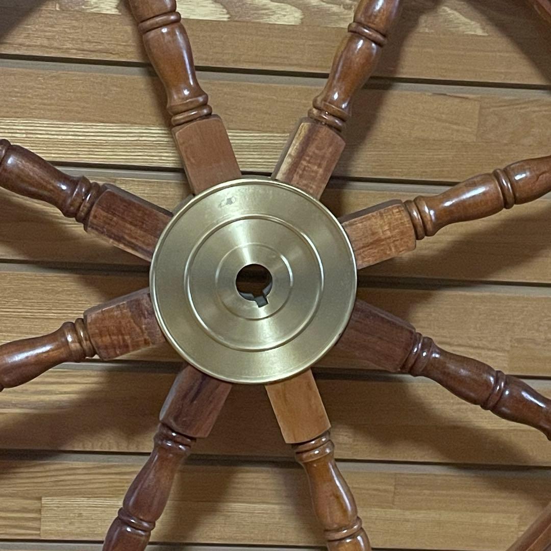 レトロ　船 舵 かじ インテリア　お洒落　バー レストラン　木製　約92cm