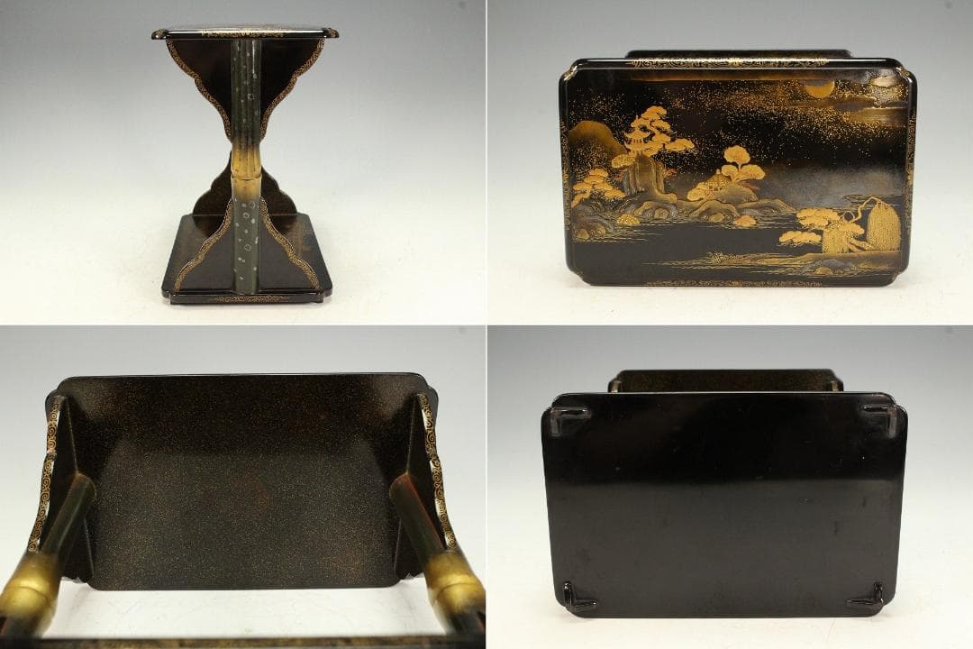 古美術 草花流水 山水蒔絵 香炉台(K-A901)