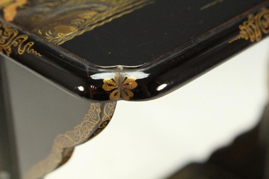 古美術 草花流水 山水蒔絵 香炉台(K-A901)