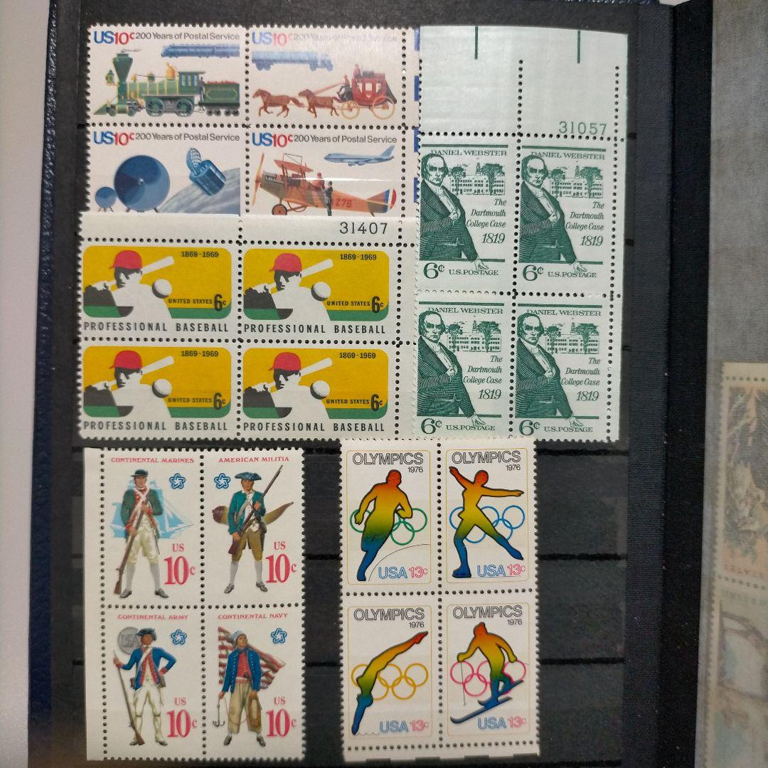 2115 外国切手 アメリカ 大量16ページ分未使用 田型多数 アルバム付き