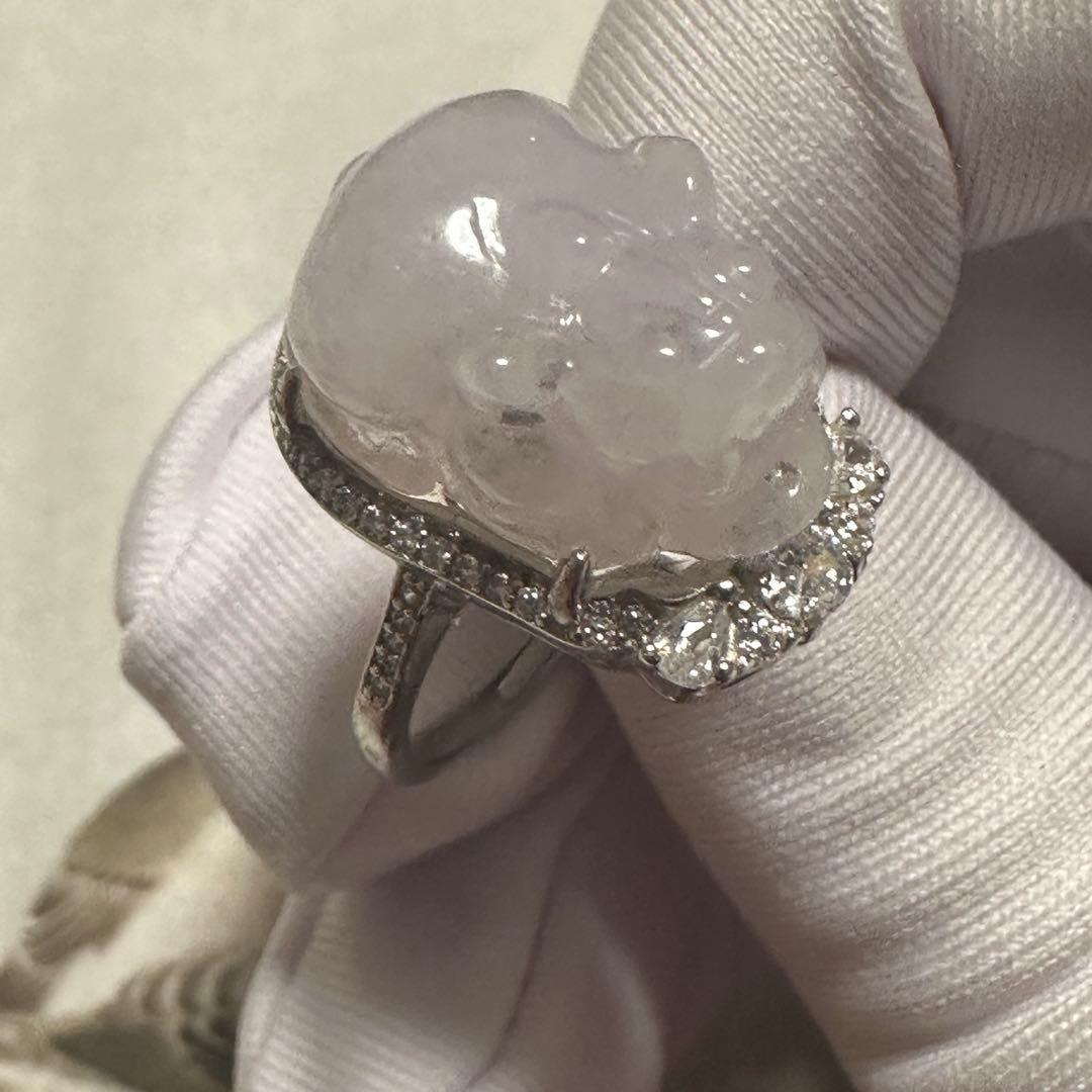 天然ミャンマー産A貨翡翠（ヒスイ）の貔貅リング フリーサイズ