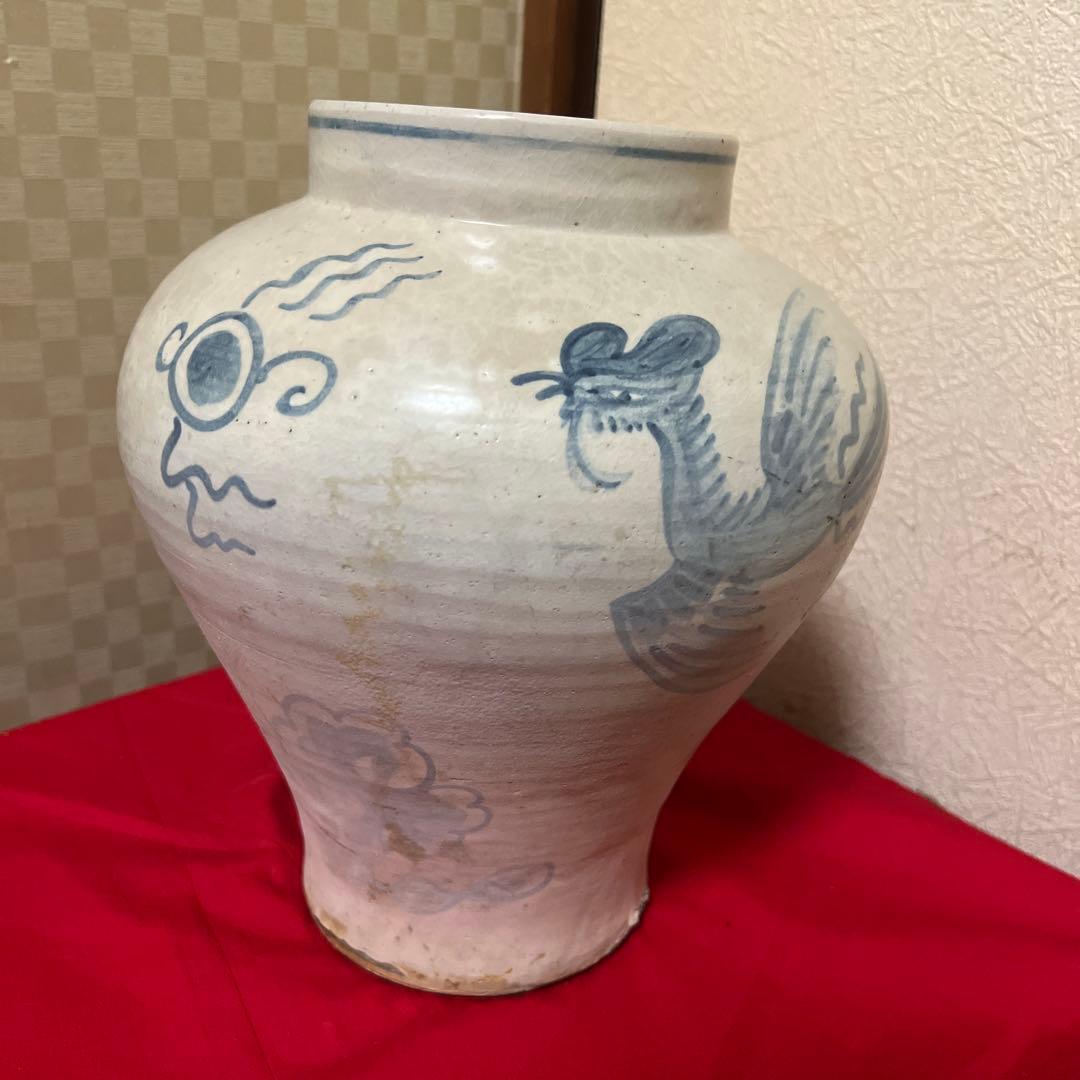 朝鮮美術　李朝白磁染付　鳳凰紋