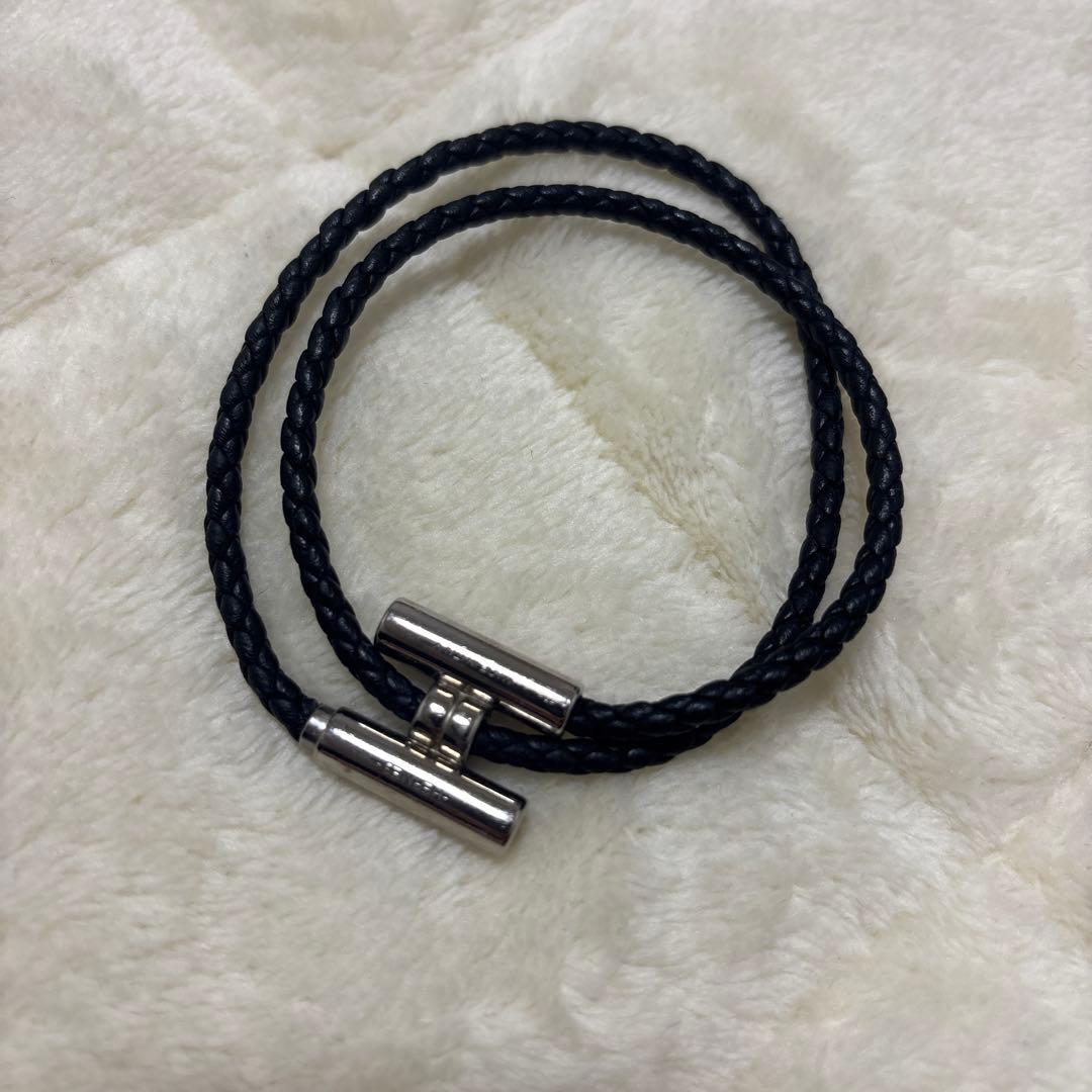 HERMES 編み込みレザーブレスレット