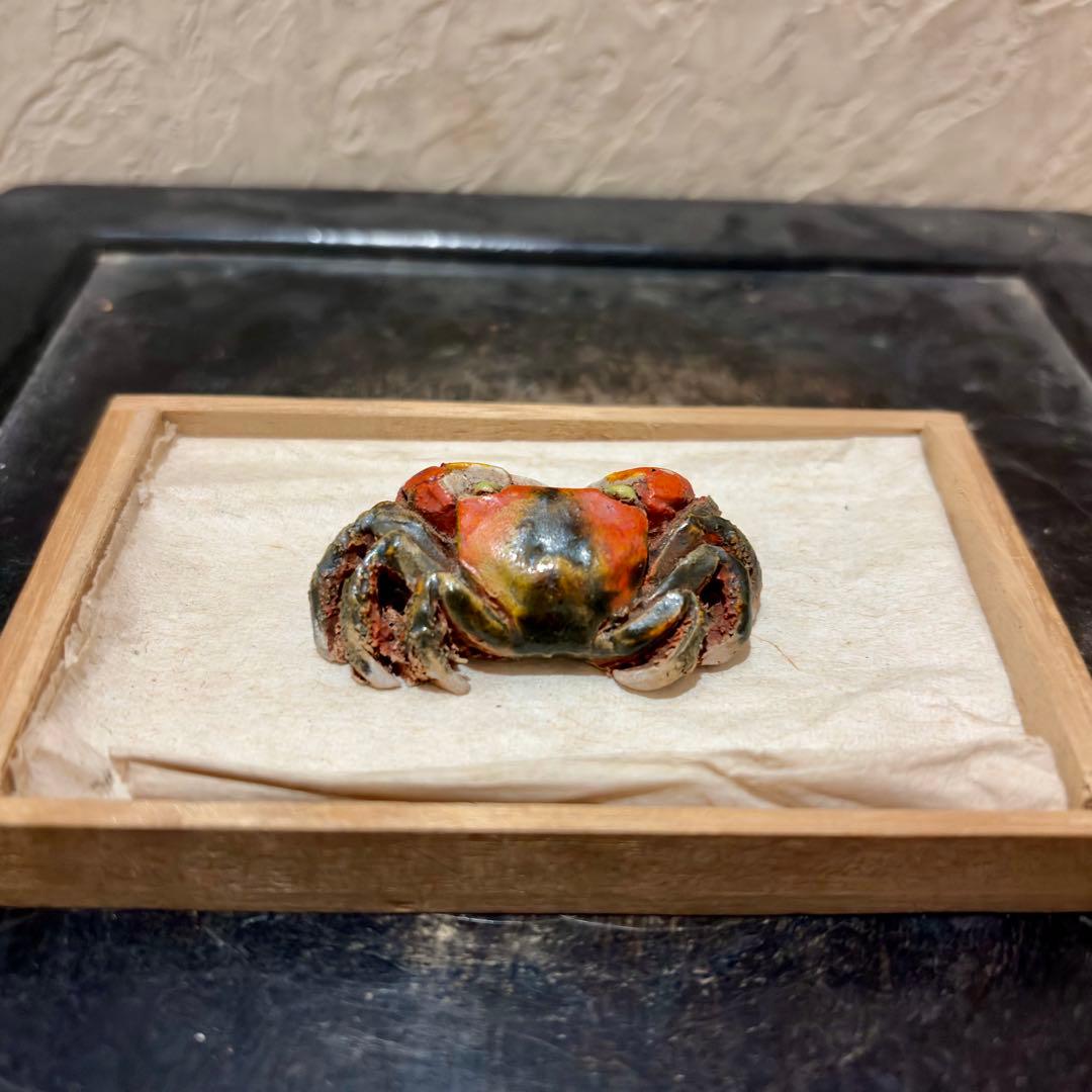 希少　水月焼　蟹　焼物　根付　時代物　好川恒方　アンティークレトロ骨董明治大正