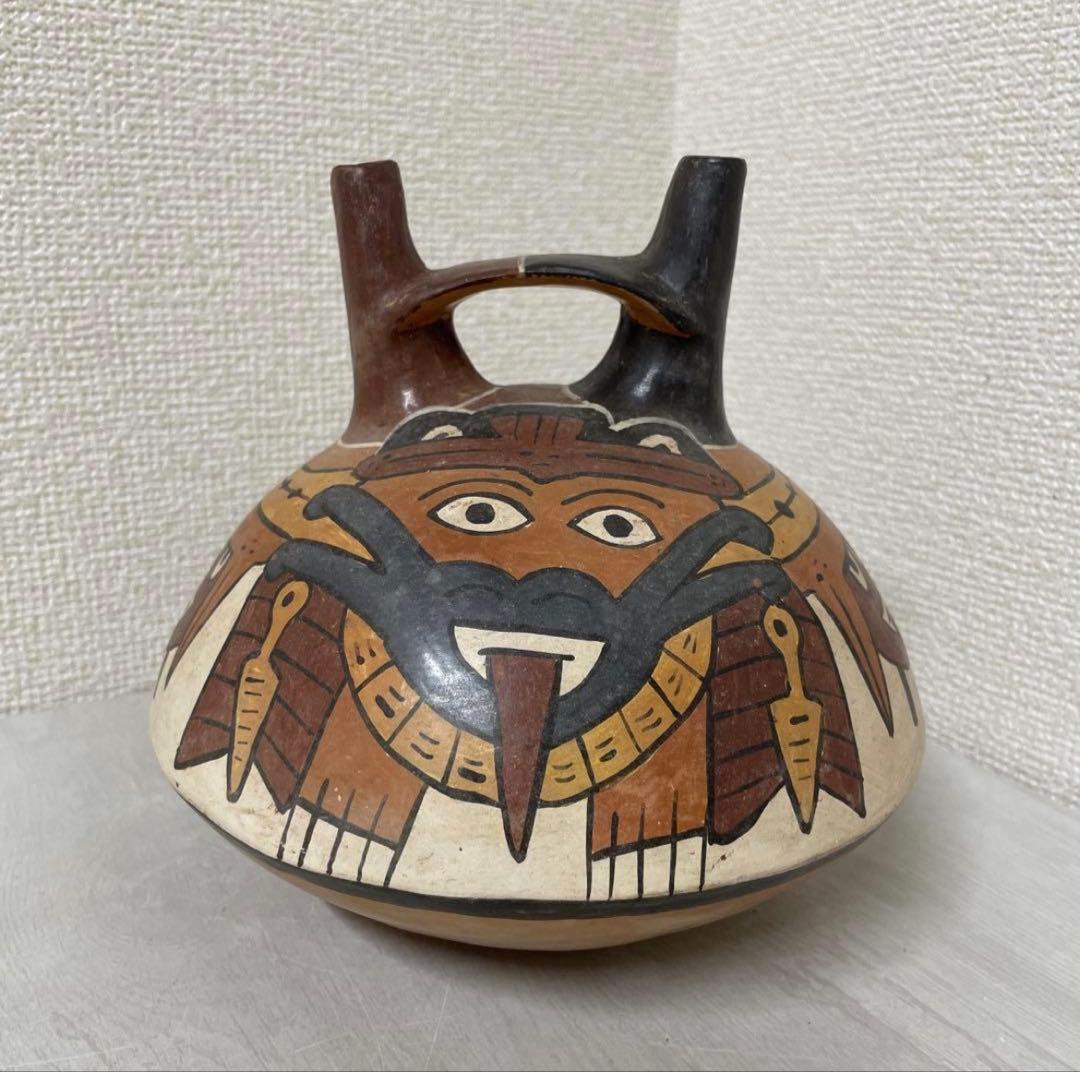 アーチ型(橋型双注口）土器　ナスカ　儀礼用　南米　ペルー　古代アンデス