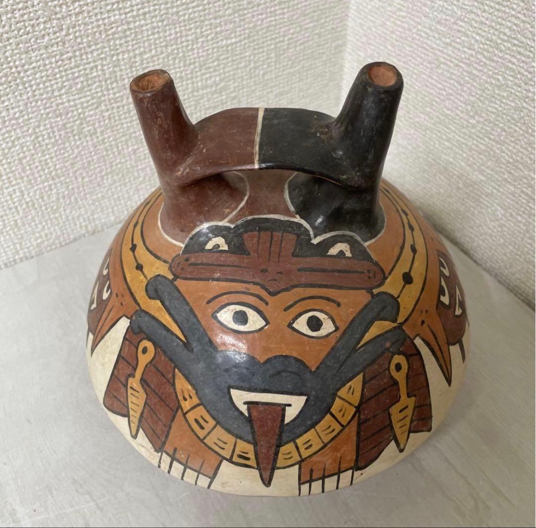 アーチ型(橋型双注口）土器　ナスカ　儀礼用　南米　ペルー　古代アンデス