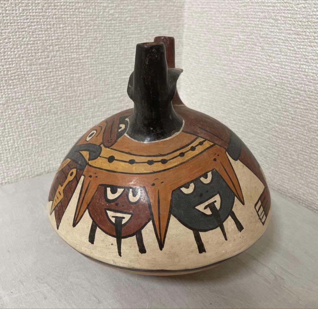 アーチ型(橋型双注口）土器　ナスカ　儀礼用　南米　ペルー　古代アンデス