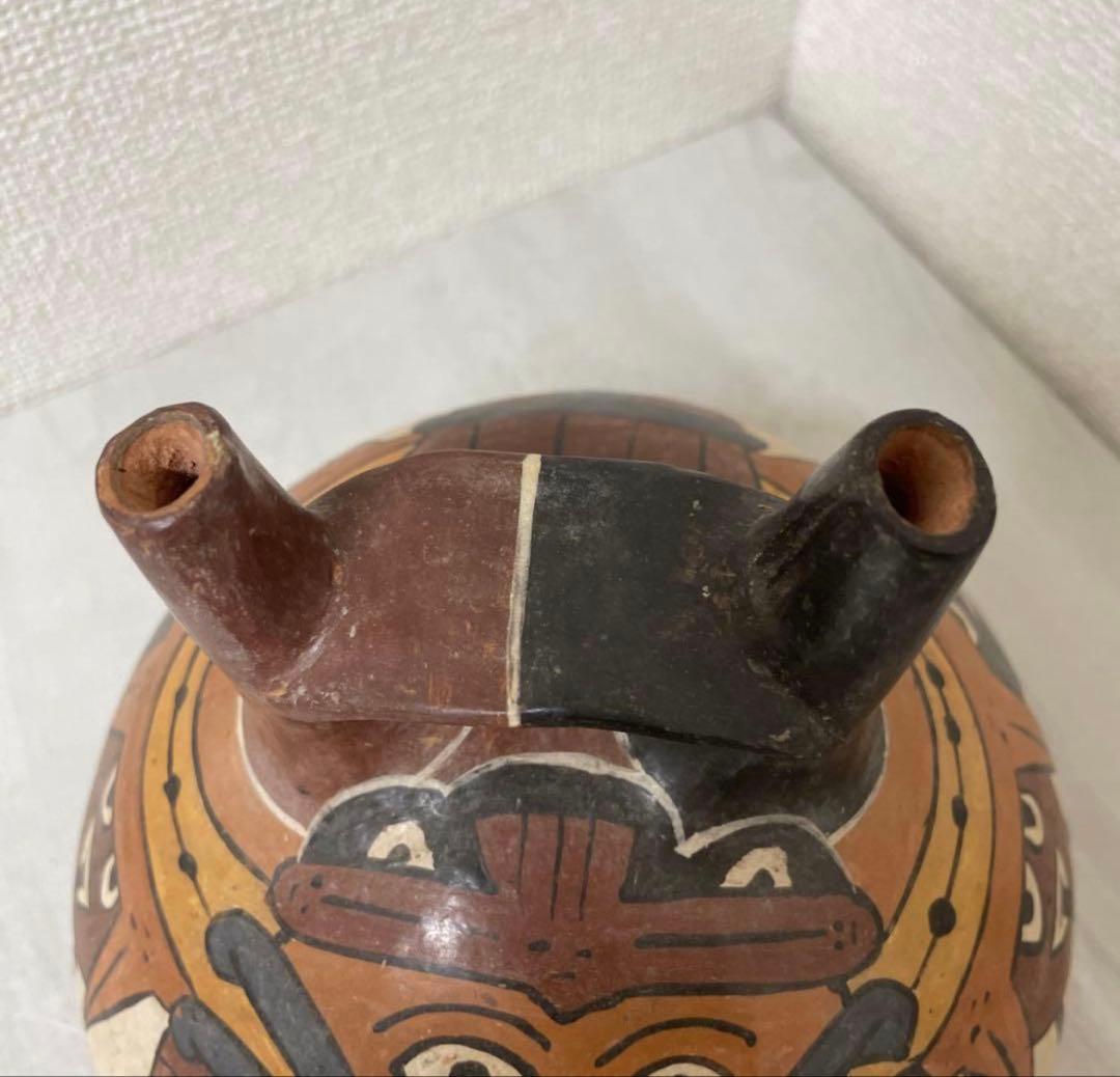 アーチ型(橋型双注口）土器　ナスカ　儀礼用　南米　ペルー　古代アンデス