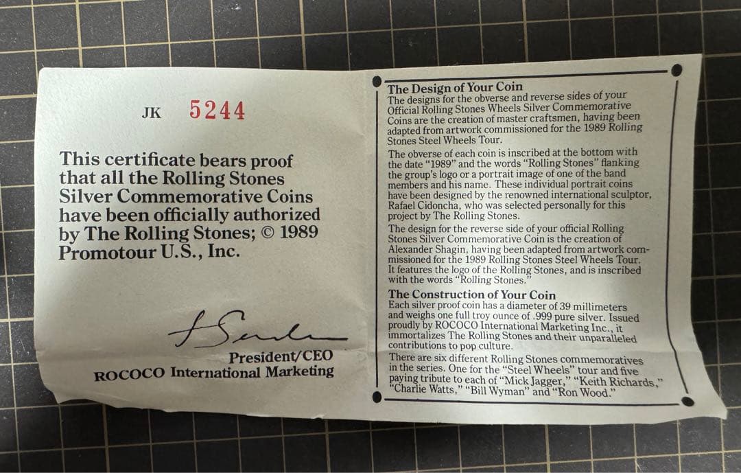 【公式US】ローリングストーンズ　キースリチャーズ　シルバー　175