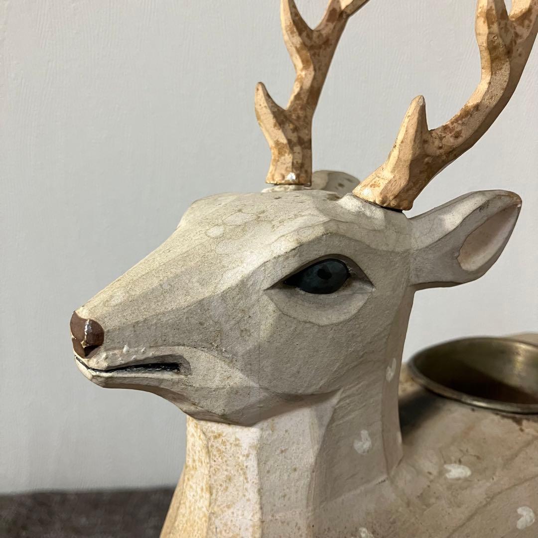 奈良一刀彫　鹿　木彫り人形　奈良蔵出　骨董　アンティーク　春日曼荼羅　おん祭り