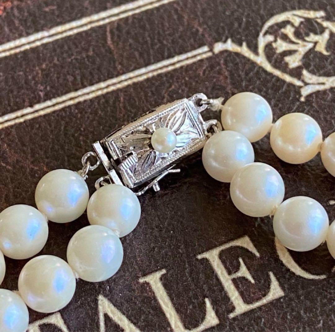 SILVER あこや真珠　パール　2連ネックレス チャーム　結婚式　入学式