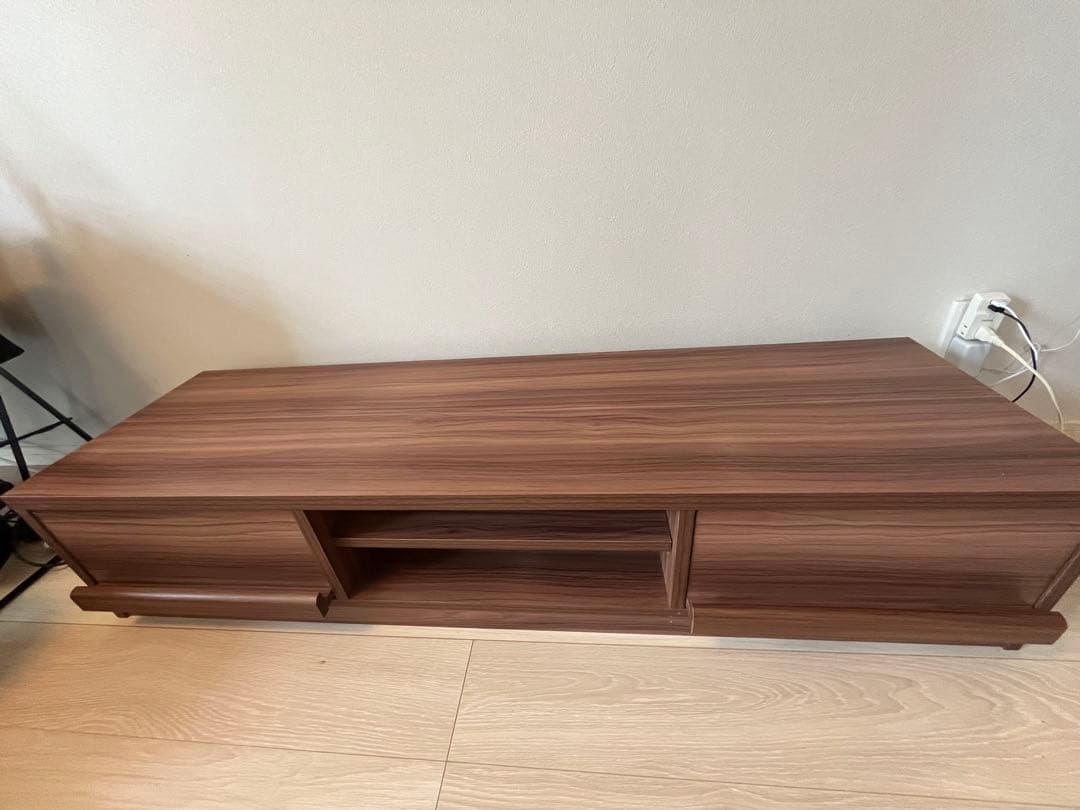 ブラウン木製テレビボード 引き出し付き