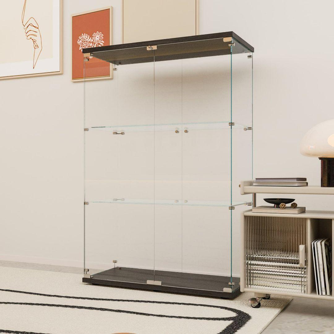 ガラスケース 3段両扉 コレクション フィギュア 棚 ショーケース 黒 2000