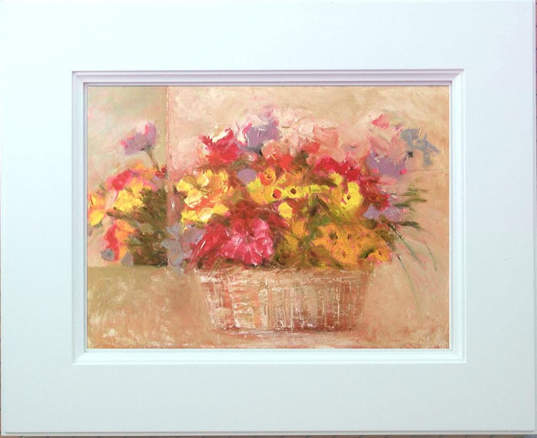 油絵 菅家令子 絵 絵画 インテリア 額付(白) uF6-110302 花